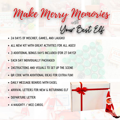 Holiday Magic Themed Elf Kit | Best 2024 Elf Kit | 24 Day Christmas Holiday Elf Kit | Crafty Elf Props and Antics
